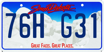 SD license plate 76HG31
