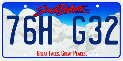 SD license plate 76HG32