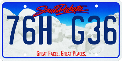 SD license plate 76HG36