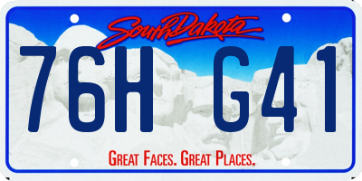 SD license plate 76HG41