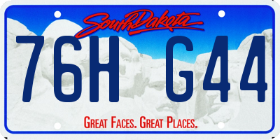 SD license plate 76HG44