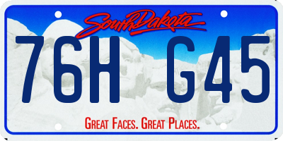 SD license plate 76HG45