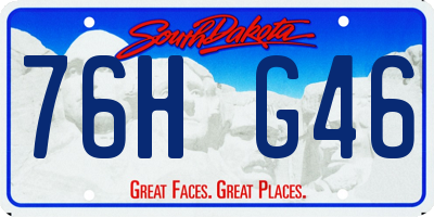 SD license plate 76HG46