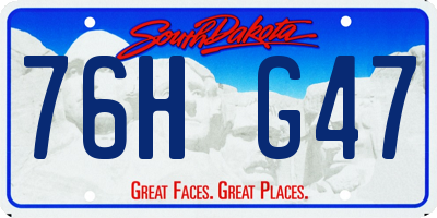 SD license plate 76HG47