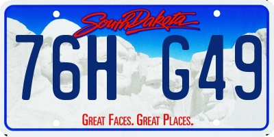 SD license plate 76HG49