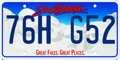 SD license plate 76HG52