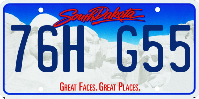 SD license plate 76HG55