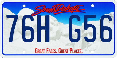 SD license plate 76HG56
