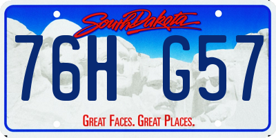 SD license plate 76HG57