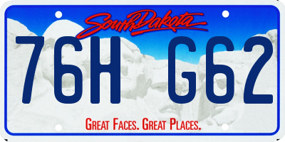 SD license plate 76HG62