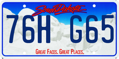 SD license plate 76HG65