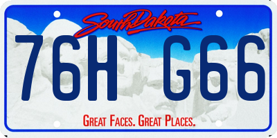 SD license plate 76HG66