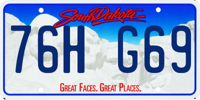SD license plate 76HG69