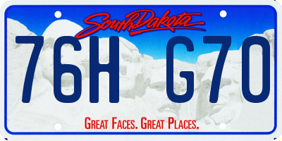 SD license plate 76HG70