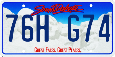 SD license plate 76HG74