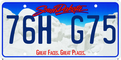 SD license plate 76HG75