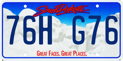 SD license plate 76HG76