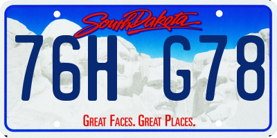 SD license plate 76HG78