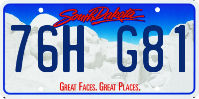 SD license plate 76HG81