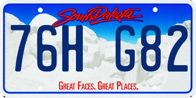 SD license plate 76HG82