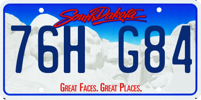 SD license plate 76HG84
