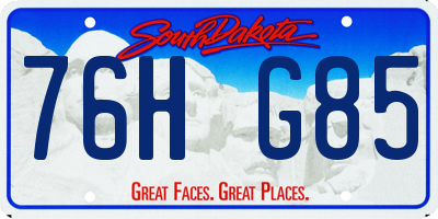SD license plate 76HG85