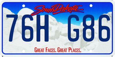 SD license plate 76HG86