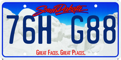 SD license plate 76HG88