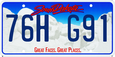 SD license plate 76HG91