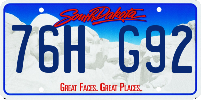 SD license plate 76HG92
