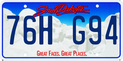 SD license plate 76HG94