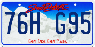 SD license plate 76HG95