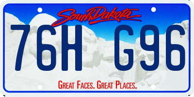 SD license plate 76HG96