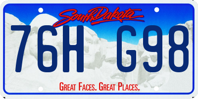 SD license plate 76HG98
