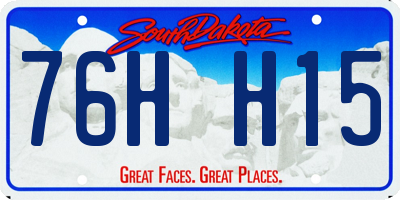 SD license plate 76HH15