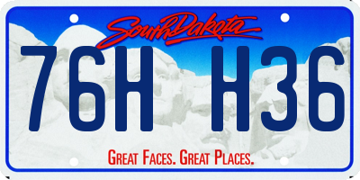 SD license plate 76HH36