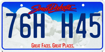 SD license plate 76HH45