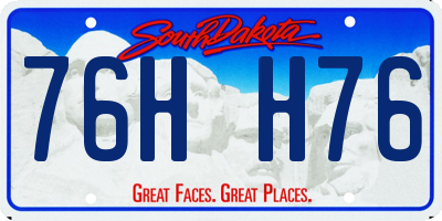 SD license plate 76HH76