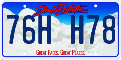 SD license plate 76HH78