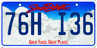 SD license plate 76HI36