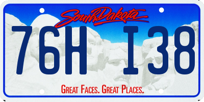SD license plate 76HI38