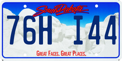 SD license plate 76HI44