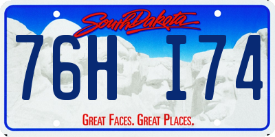 SD license plate 76HI74