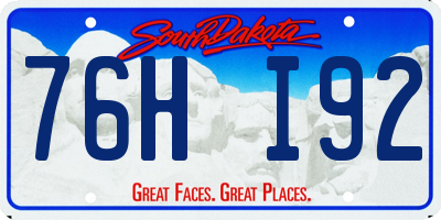 SD license plate 76HI92