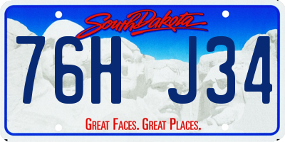 SD license plate 76HJ34