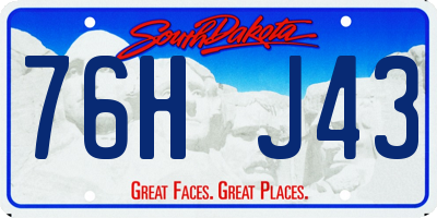 SD license plate 76HJ43