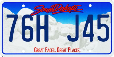 SD license plate 76HJ45