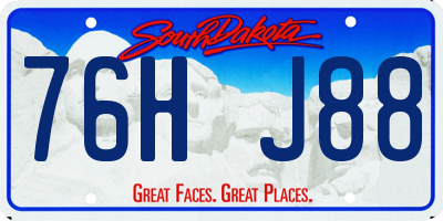 SD license plate 76HJ88
