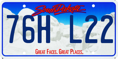 SD license plate 76HL22