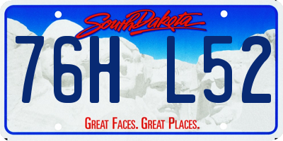 SD license plate 76HL52